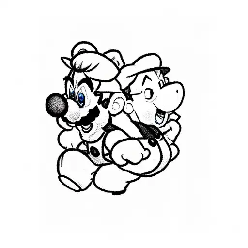 Super Mario & Winnie The Pooh tattoo design idea