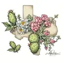 texas wildflowers with prickly pear cactus tattoo design idea
