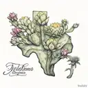texas wildflowers with prickly pear cactus tattoo design idea