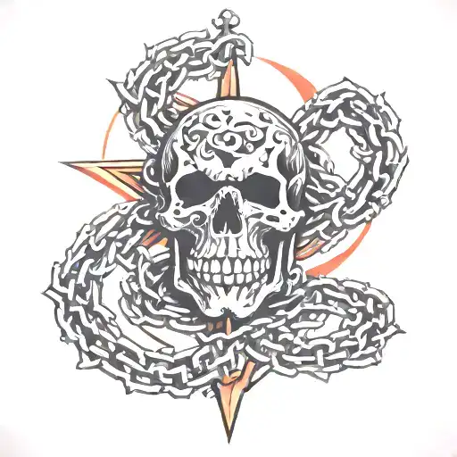 chain 666 tattoo design idea