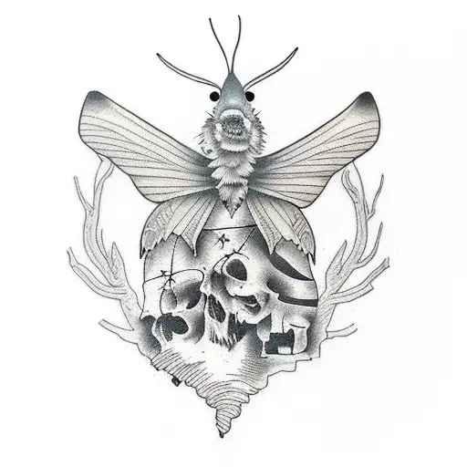 Line work, Dead tree, Time, Roman numerals, moths, Decay, Deterioration tattoo design idea