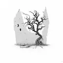 Line work, Dead tree, Time, Roman numerals, moths, Decay, Deterioration tattoo design idea