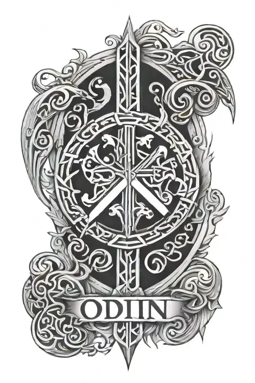odin, nordic runes tattoo design idea