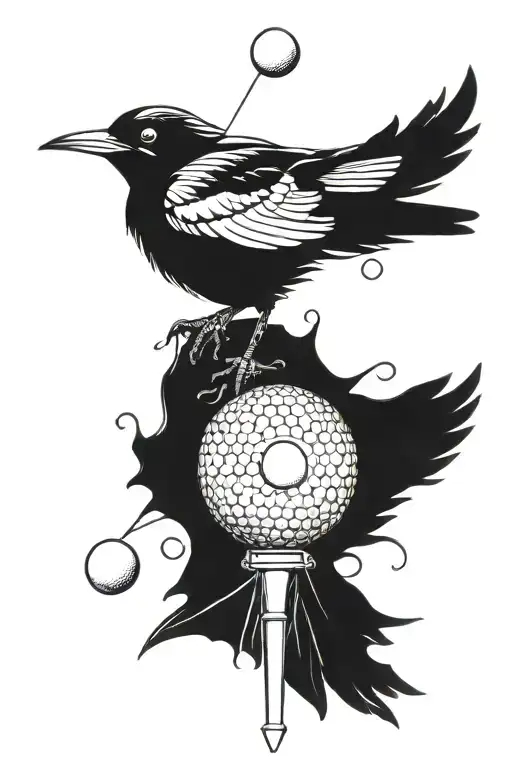 dedicate a tattoo to my mum by using  a magpie and golf balls, markers and tees forming a heart tattoo design idea