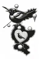 dedicate a tattoo to my mum by using  a magpie and golf balls, markers and tees forming a heart tattoo design idea