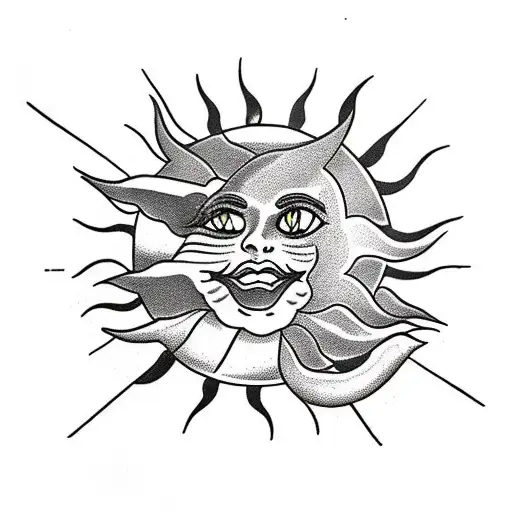 gin glass with sun  tattoo design idea