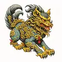 wolf spirit in foo dog art  tattoo design idea