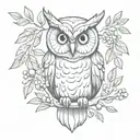 owl with olive branch  tattoo design idea
