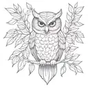 owl with olive branch  tattoo design idea