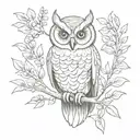 owl with olive branch  tattoo design idea