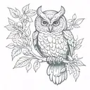 owl with olive branch  tattoo design idea