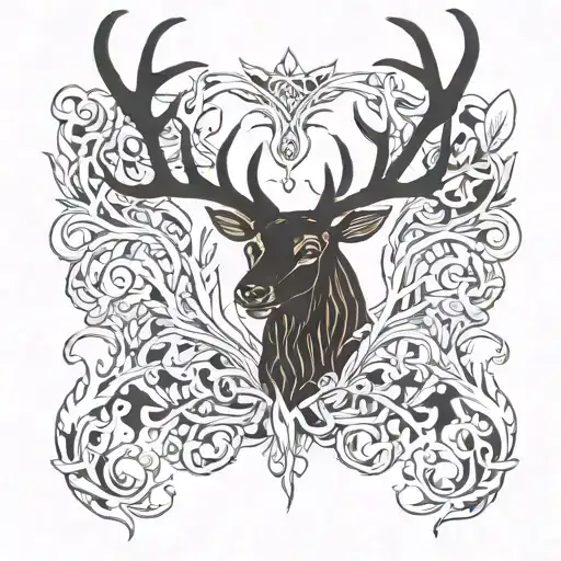 Fire and Antlers  tattoo design idea