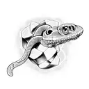 snake with two head half body skeleton and half body normal , one head skeleton and one head normal and for arm tattoo design idea