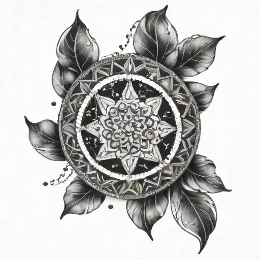 mandala Gemini constellation intertwined tattoo design idea