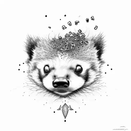 Honey badger crawling through the number 3 tattoo design idea