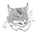 young miko  tattoo design idea