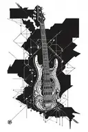 Bass guitar fishing rod tattoo design idea