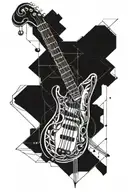 Bass guitar fishing rod tattoo design idea