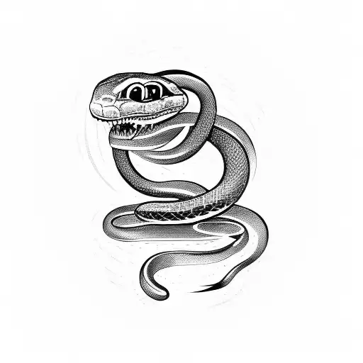 snake eating itself tattoo design idea