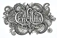 Letter Name "Ercilia Kara Elvira" tattoo design idea