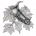 a bat hanging upside down from a tree  tattoo design idea