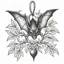 a bat hanging upside down from a tree  tattoo design idea