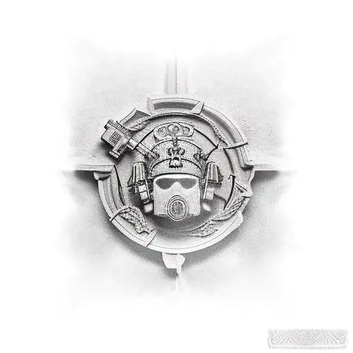 micro realism Greek soldiers tattoo design idea