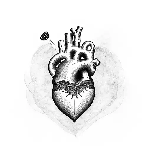 Heart with initial and date aroud heart tattoo design idea