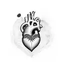 Heart with initial and date aroud heart tattoo design idea