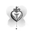 Heart with initial and date aroud heart tattoo design idea