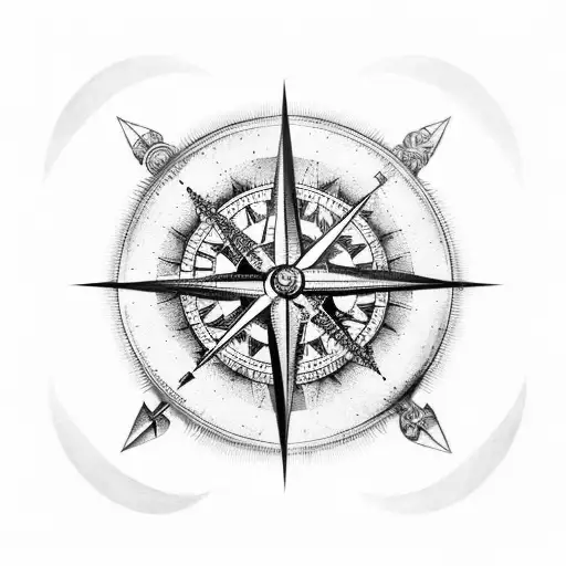 Nordic compass with dragon tattoo design idea