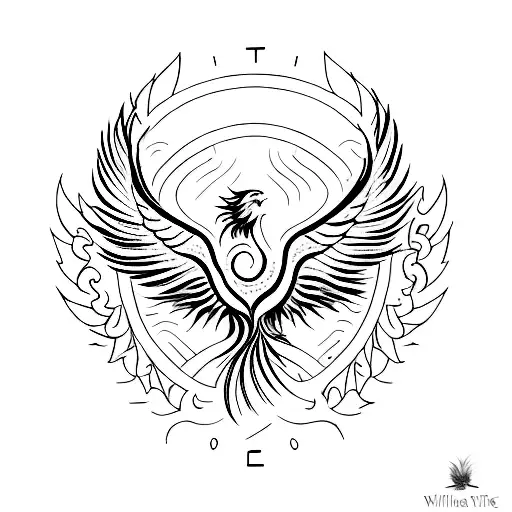 A minimalist tattoo of a phoenix rising from ashes, representing the strength and resilience of a survivor tattoo design idea