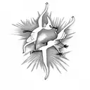 A stick figure representation of the band Three Little Birds performing on stage tattoo design idea