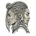 black boy with insanely long hair in braids with gems tattoo design idea