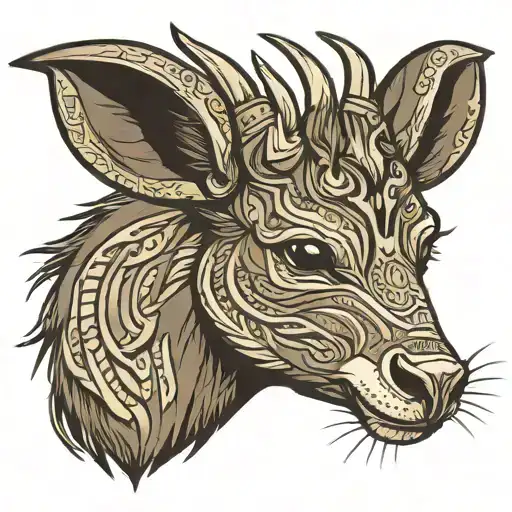 siberian musk deer head tattoo design idea