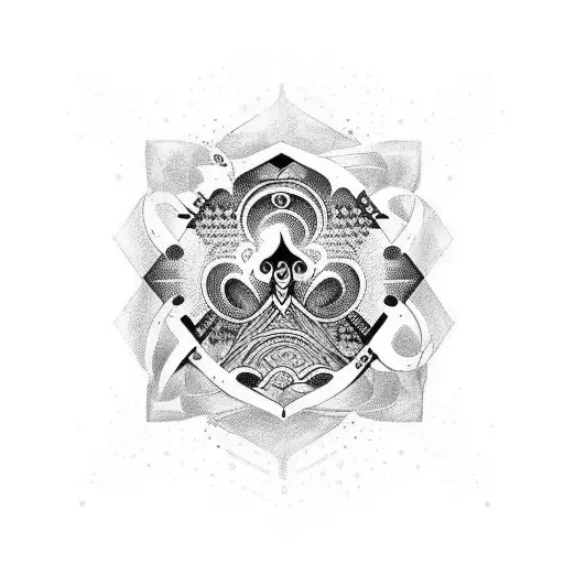 A tattoo design inspired by the client's love for 'flow', incorporating elements of family, progress, and living life to the fullest in a dynamic and interconnected way tattoo design idea