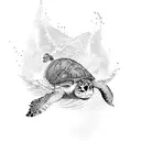 Ocean Wave with turtle  tattoo design idea