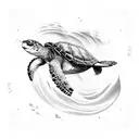 Ocean Wave with turtle  tattoo design idea