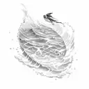 Ocean Wave with turtle  tattoo design idea