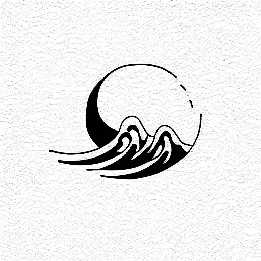 wave fine line tattoo design idea