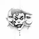 Why so serious with jokers laughs around it tattoo design idea