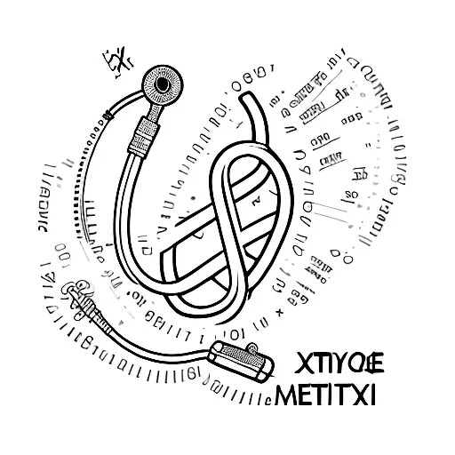 An emergency nurse's stethoscope intertwined with Roman numerals VII.X.XXIII tattoo design idea