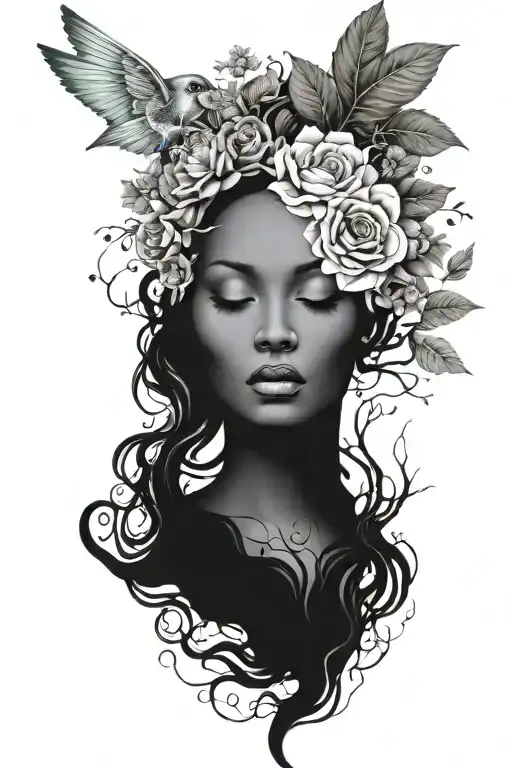 mother nature tattoo design idea