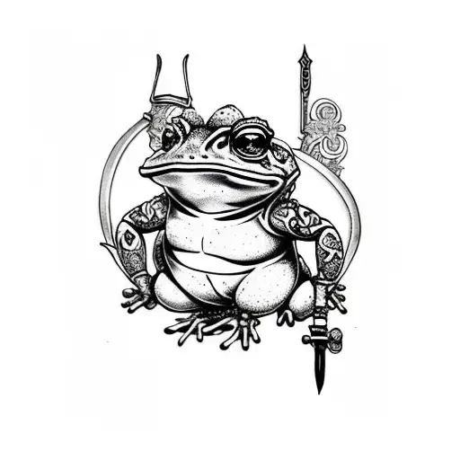toad sage  with sword  tattoo design idea