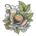 snail leaves on its feet for beer tattoo design idea