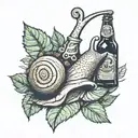 snail leaves on its feet for beer tattoo design idea
