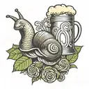 snail leaves on its feet for beer tattoo design idea