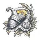 snail leaves on its feet for beer tattoo design idea