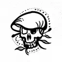 skull with mushrooms tattoo design idea