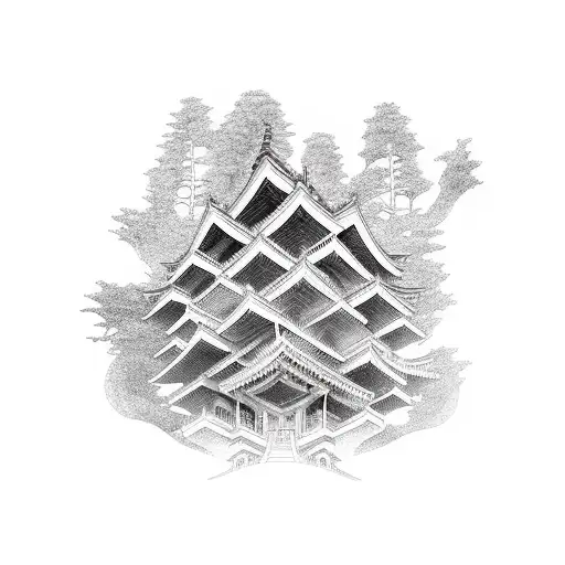 spiral house japanese tattoo design idea